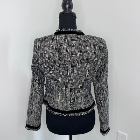 Melrose with Love Twill Black White Pearl Buttons Padded Shoulders Blazer (M) - Picture 9 of 11